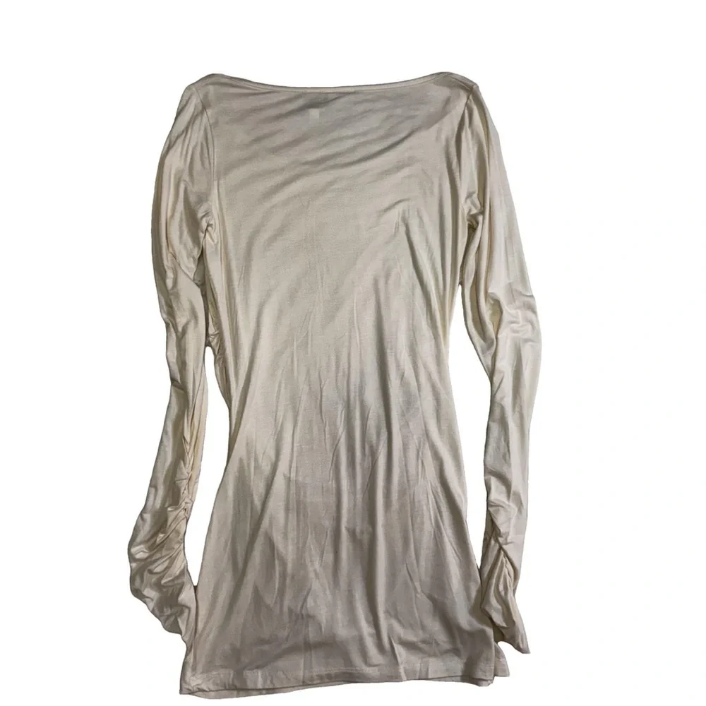 Newport News Cream Long Sleeve Top, Size Small Ruching on Sides and Sleeves NWOT - Picture 13 of 13